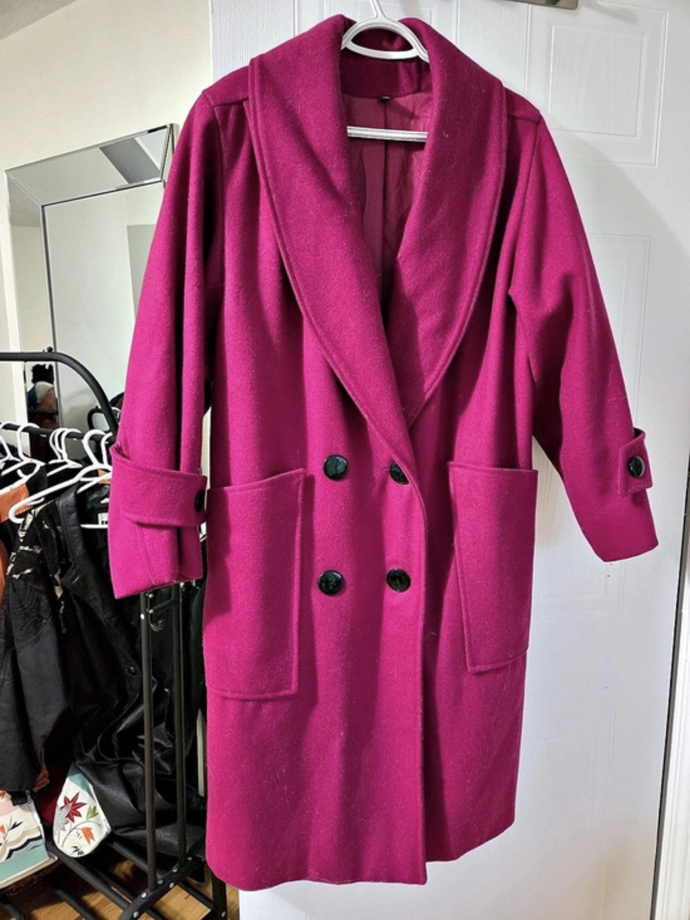 Vintage APA Paris Jeans Fuchsia Wool Blend Double Breasted Coat